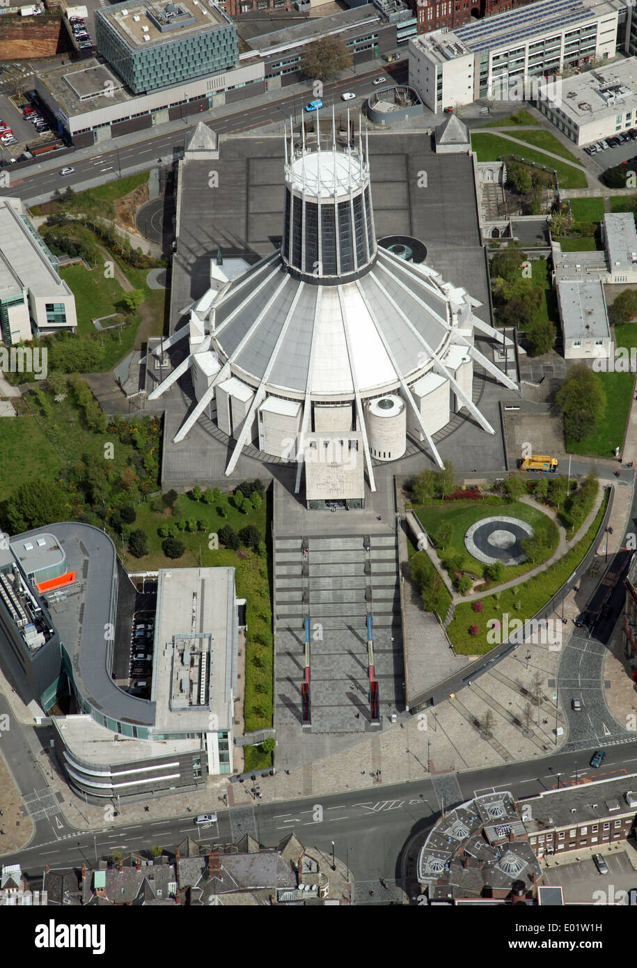 Luftaufnahme von The Metropolitan Kathedrale von Christus dem König in der römisch-katholischen Erzdiözese von Liverpool Stockfoto