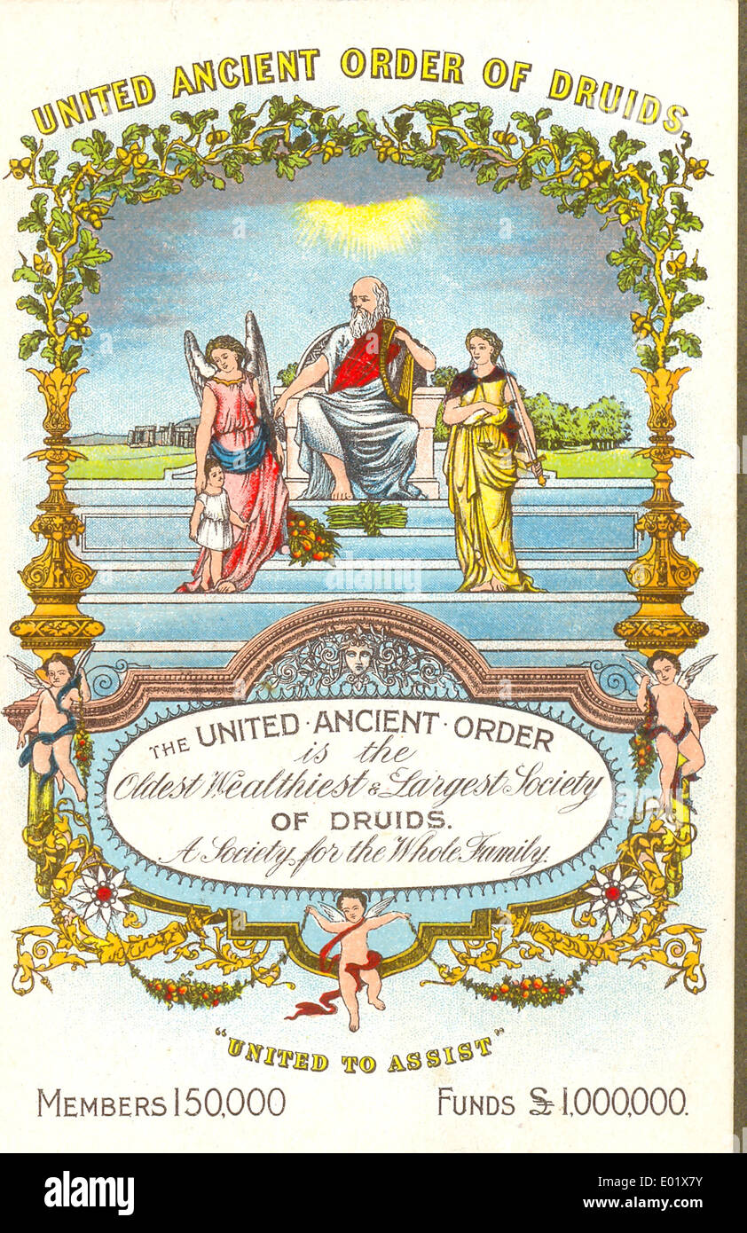 Postkarte für die United Ancient Order of Druids Stockfoto