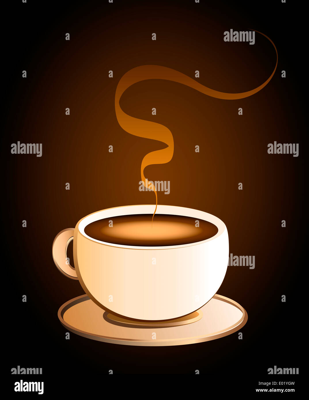 Heißen Kaffee in einem Creme farbigen Porzellan Tasse - braunen Hintergrund. Stockfoto
