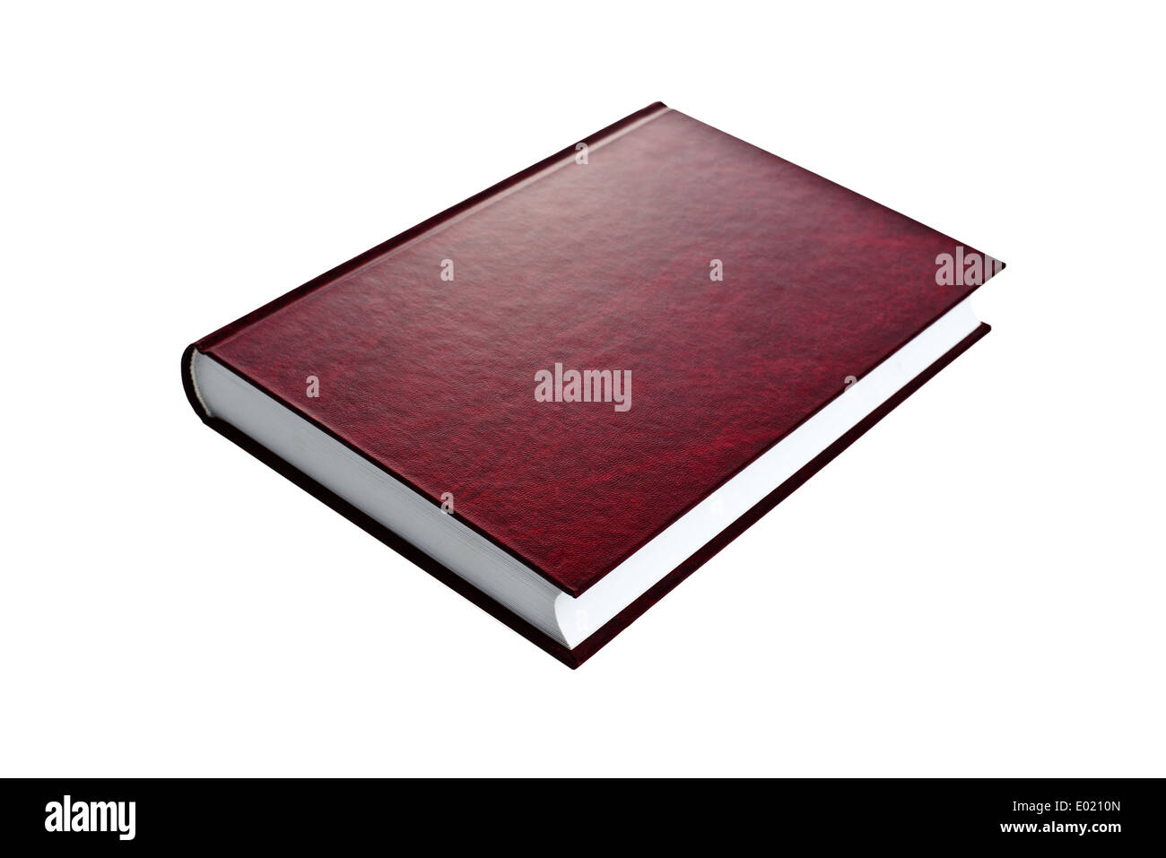 Neue rote Hardcover-Buch mit Blindabdeckung auf weißem Hintergrund Stockfoto