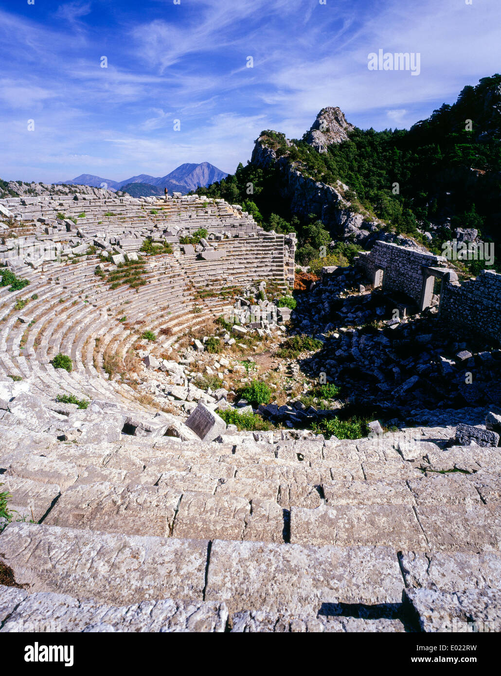 Antike Theater Ruinen an Termessos Türkei Stockfoto