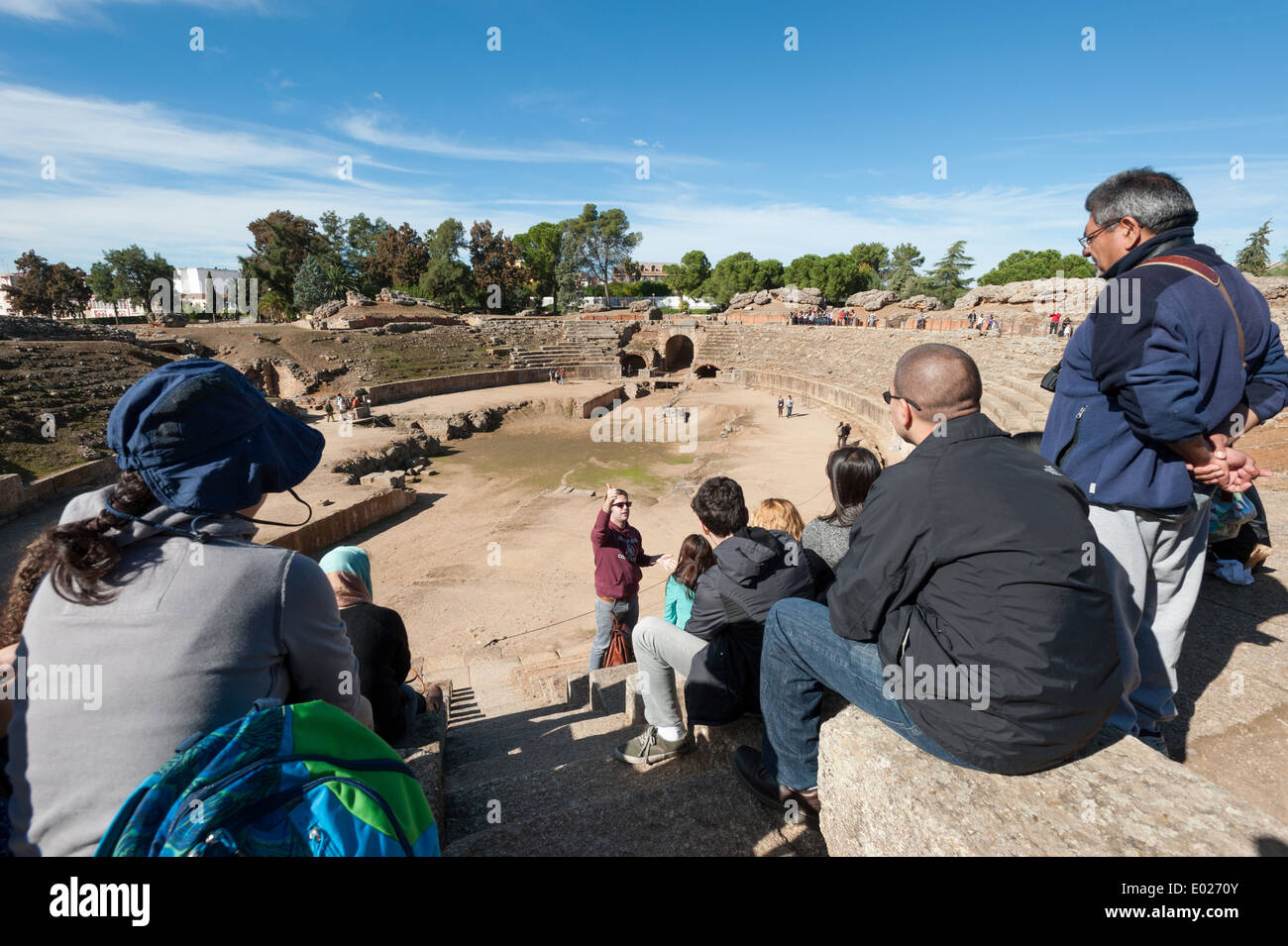 Römisches Amphitheater, Merida, Badajoz, Extremadura, Spanien, Europa Stockfoto