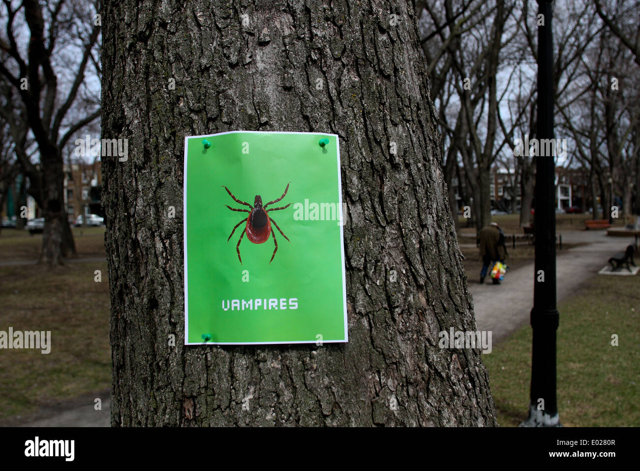 Lyme-Borreliose Bewusstsein Poster in der Hochebene von Montreal, que. Stockfoto