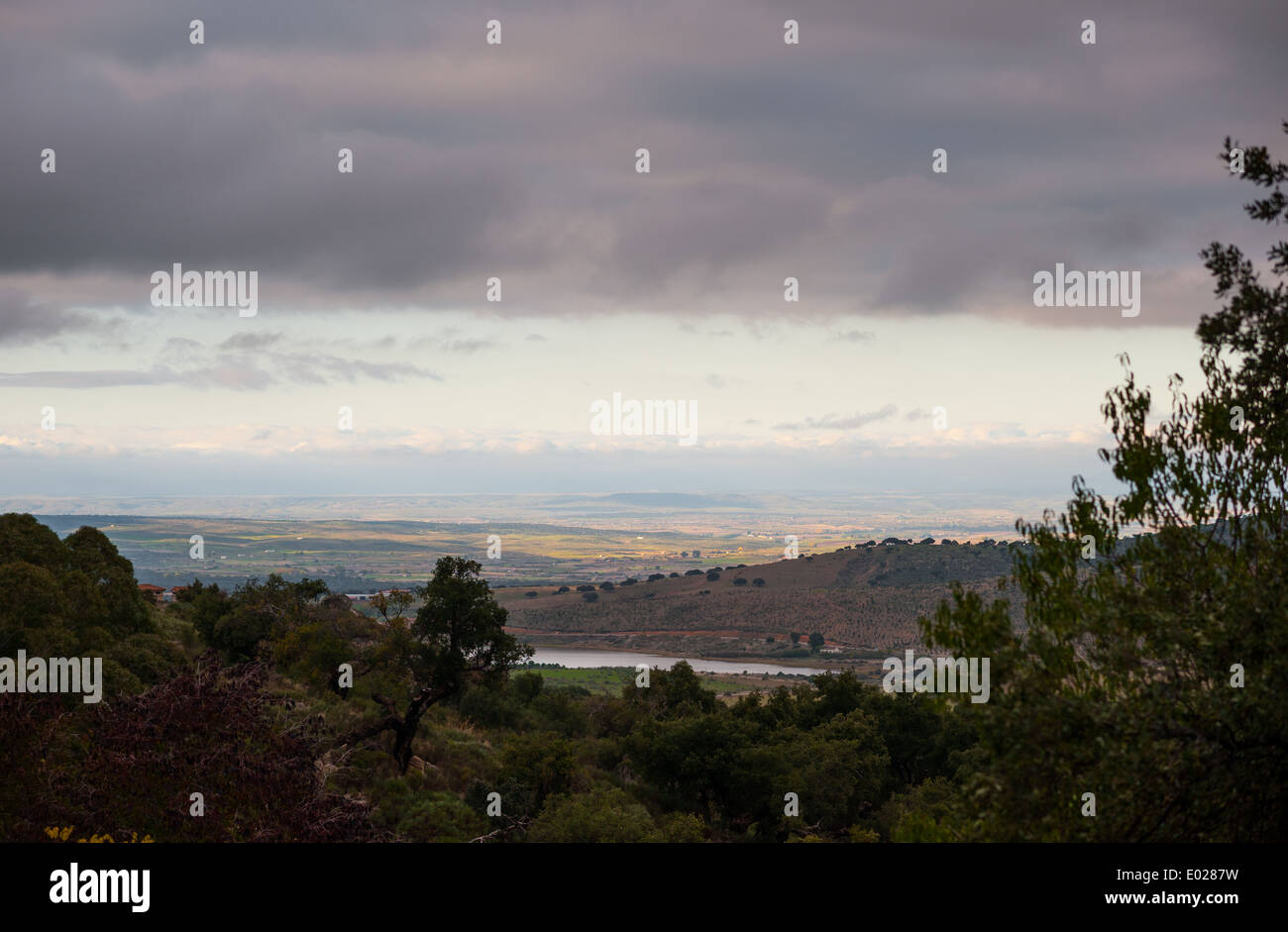 Blick vom Kloster El Palancar, Pedroso de Acim, Cáceres, Extremadura, Spanien, Europa Stockfoto
