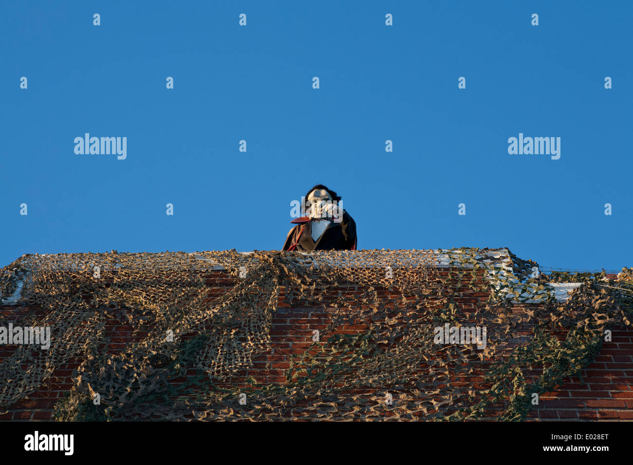 Vampir auf der Suche nach unten von einem Dach Stockfoto