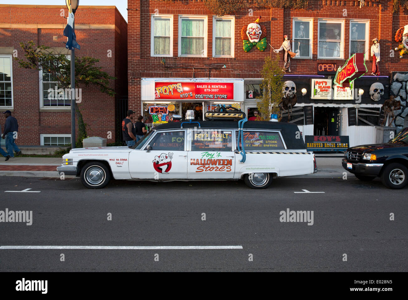 Leichenwagen in von Foy Halloween speichert in Dayton, Ohio. Stockfoto