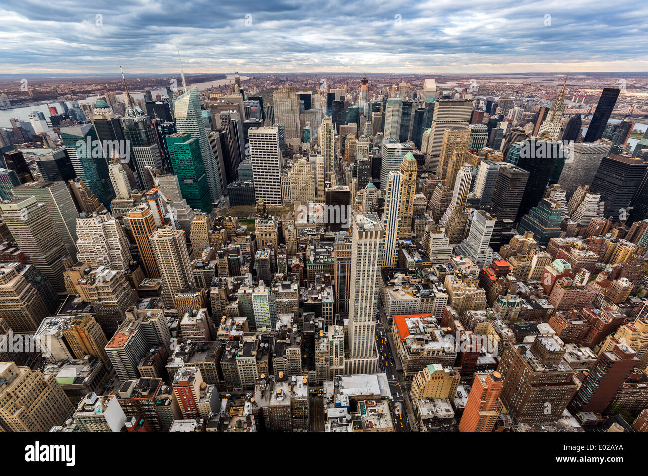 Luftaufnahme von Midtown Manhattan Wolkenkratzer Stockfoto