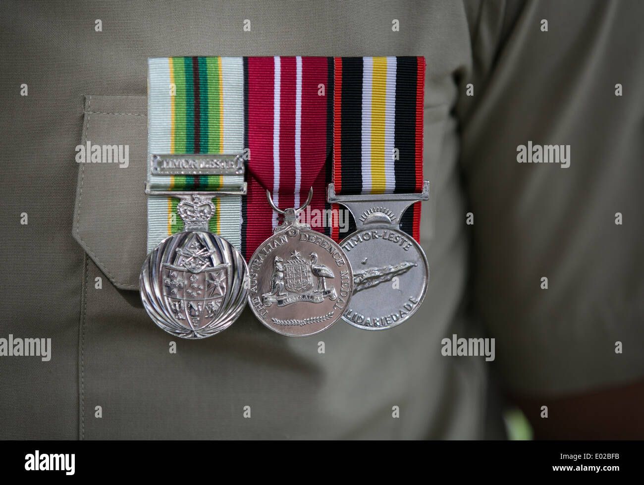 Krieg Medaillen auf den australischen Soldaten Stockfoto