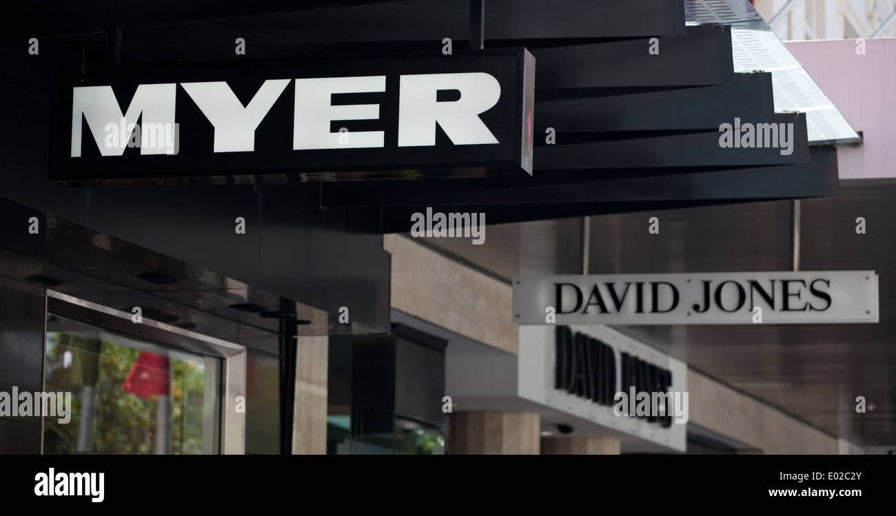 Myer und David Jones speichert auf Bourke Street Mall, Melbourne Stockfoto