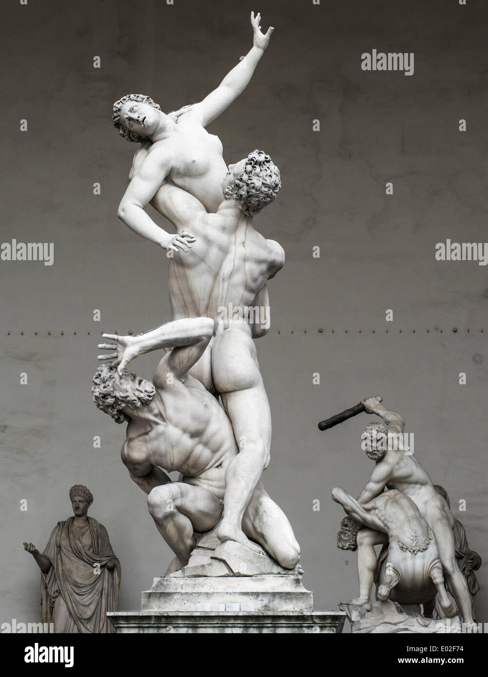 Skulptur, der Raub der Sabinerinnen, Giambologna, Logia dei Lanzi Florenz, Toskana, Italien Stockfoto