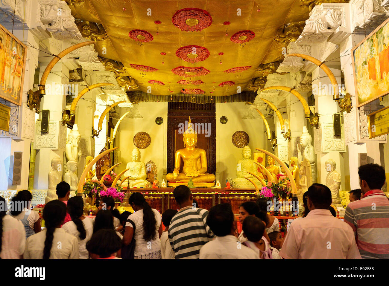 Buddha-Statue im buddhistischen Heiligtum Sri Dalada Maligawa, der Zahntempel, Repository der Zahnreliquie Buddhas, Kandy Stockfoto