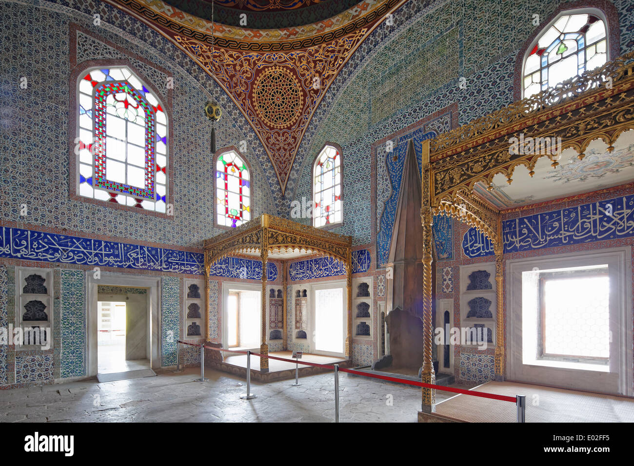 Salon von Sultan Murat III, in The Harem, Topkapi Palast, Istanbul, Topkapi Sarayi europäischen Side, Türkei Stockfoto