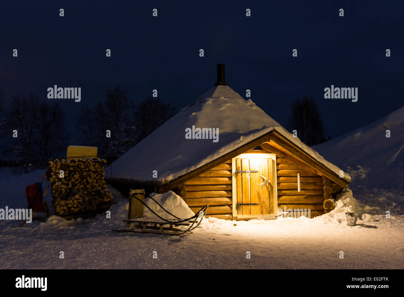 Kota, Hütte der Sami Leute, Sinettä, Lappland, Finnland Stockfoto