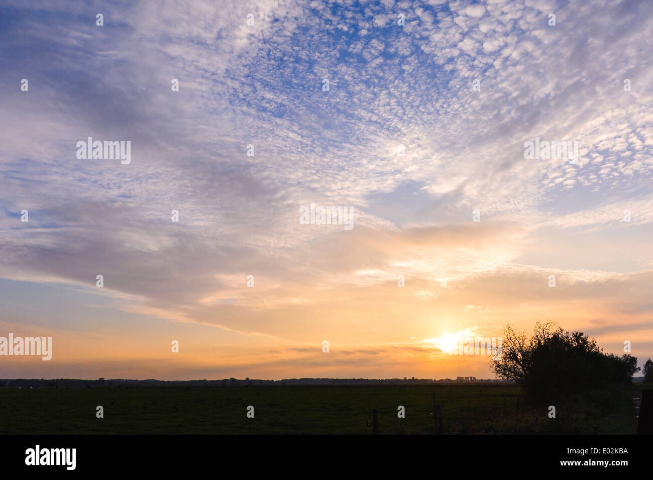 Sonnenuntergang, Niedersachsen, Niedersachsen, Deutschland Stockfoto