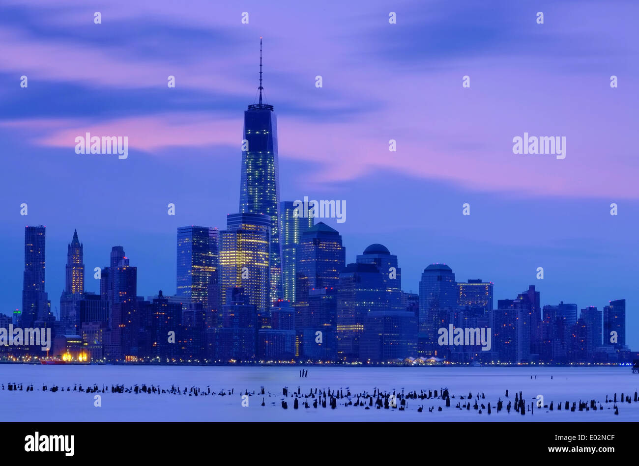 Skyline von New York gesehen über den Hudson River, New York, USA Stockfoto