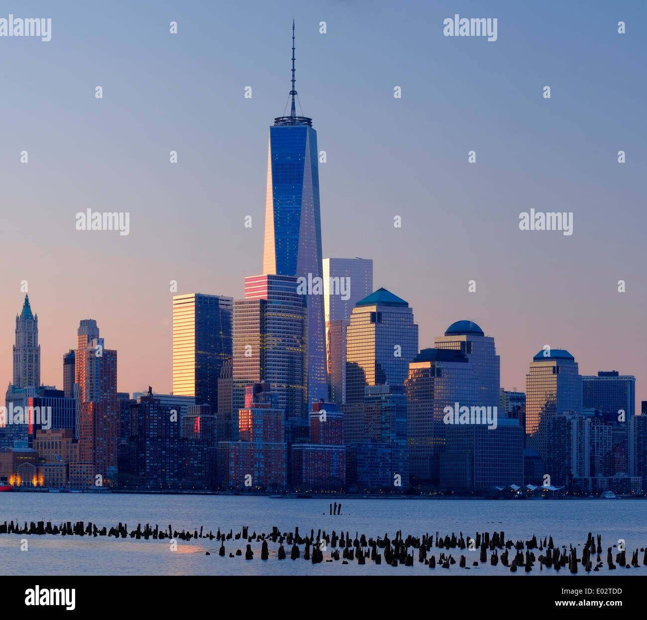 Skyline von New York gesehen über den Hudson River, New York, USA Stockfoto