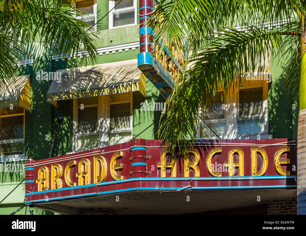 Historic Arcade-Theater am First Street im Stadtteil River in der Innenstadt von Fort Myers, Florida, USA Stockfoto