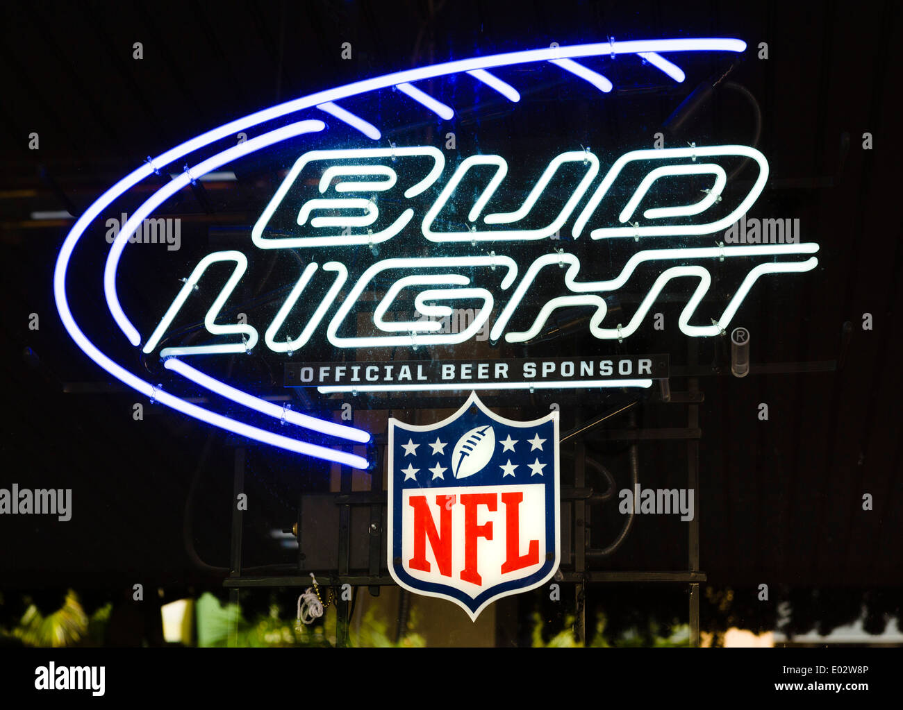 Leuchtreklame für Bud Light Bier, Fort Myers, Florida, USA Stockfoto