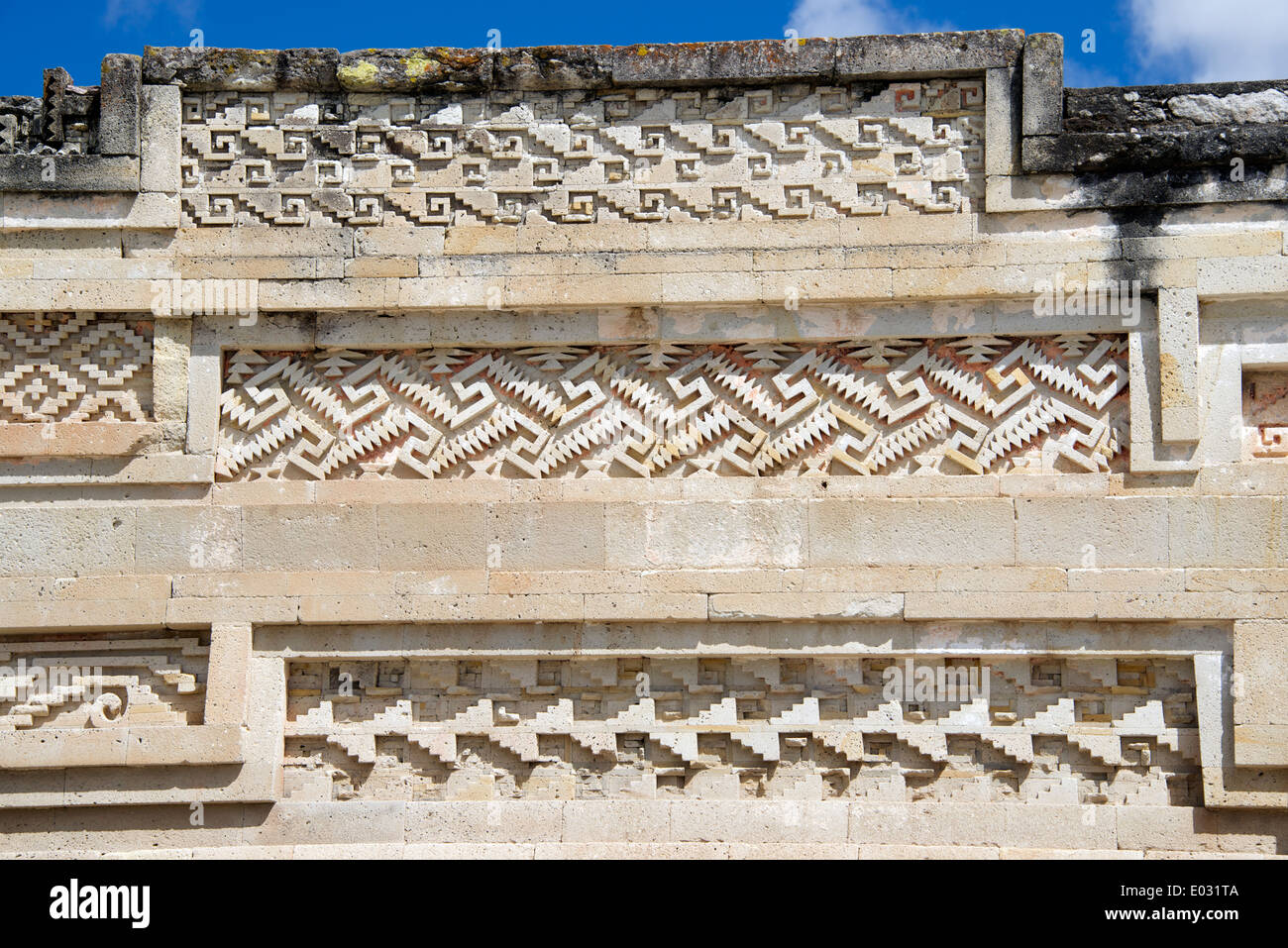 Geometrische Steinmosaiken Zapoteken Ruinen Mitla Oaxaca Staat Mexiko Stockfoto