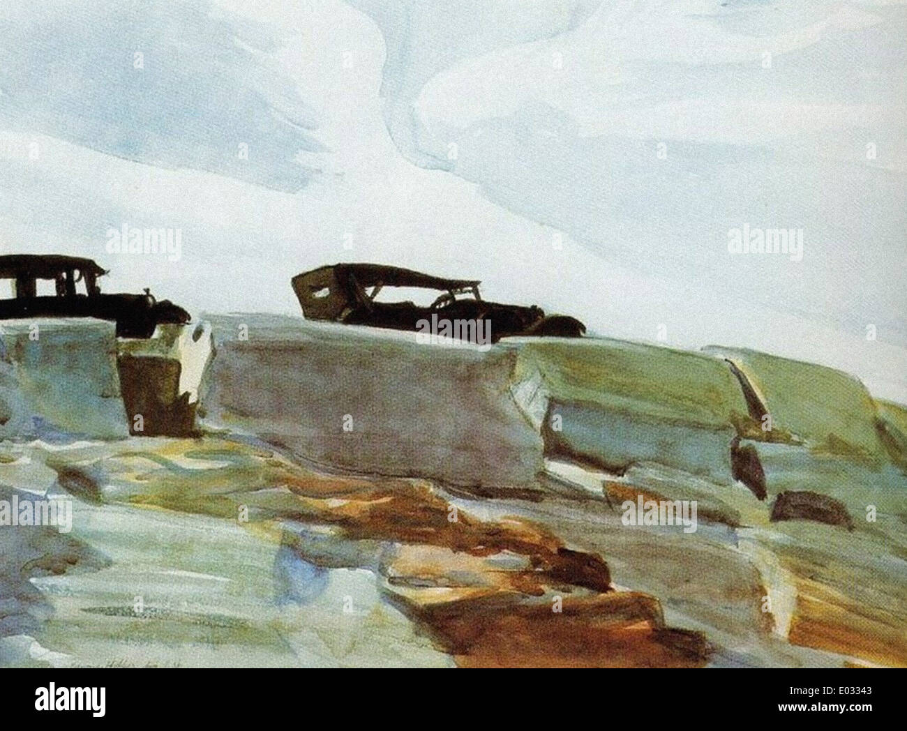 Edward Hopper-Autos und Felsen Stockfoto