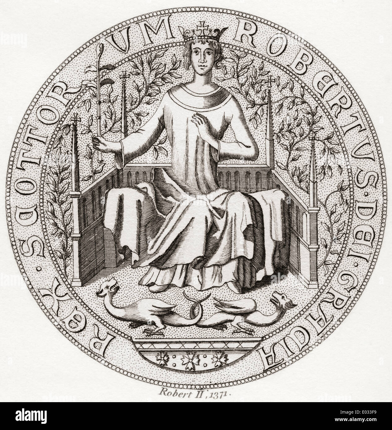 Dichtung von Robert II, auch bekannt als The Steward, 1316 –1390. König der Schotten. WIR SCHEINEN HABEN ZWEIMAL Stockfoto