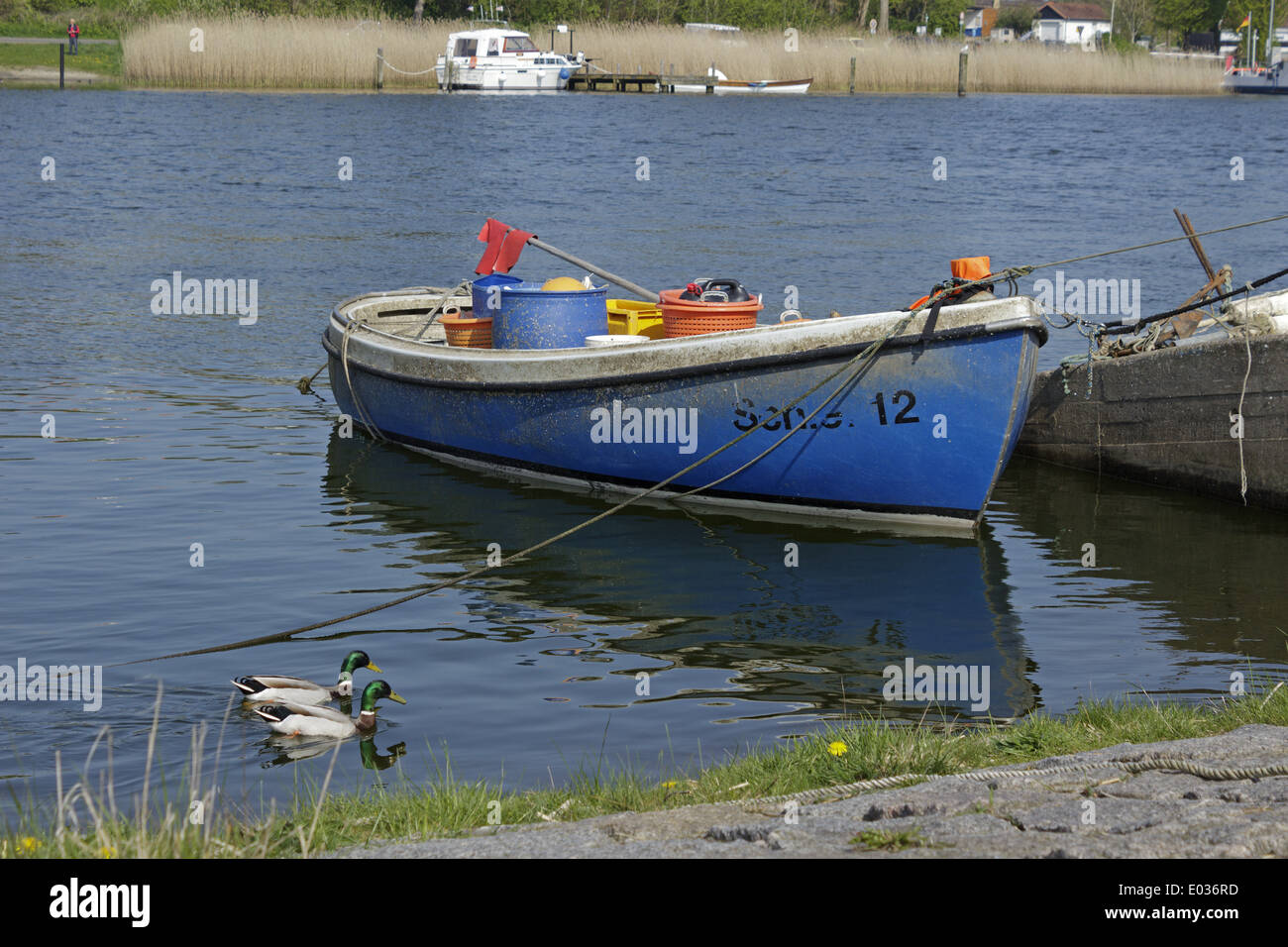 Angelboot/Fischerboot, Missunde, Ostsee Fjord Schlei, Schleswig-Holstein, Deutschland Stockfoto