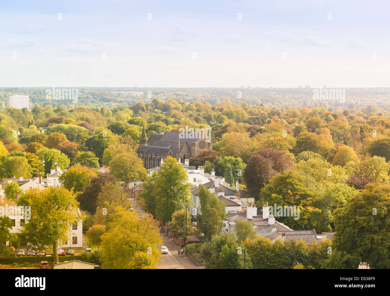 Blick über Edgbaston, Birmingham, England Stockfoto