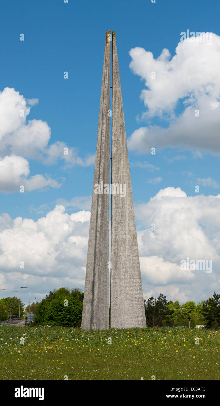 Insel-Kunstwerk auf Gewerbegebiet Telford, Shropshire Stockfoto