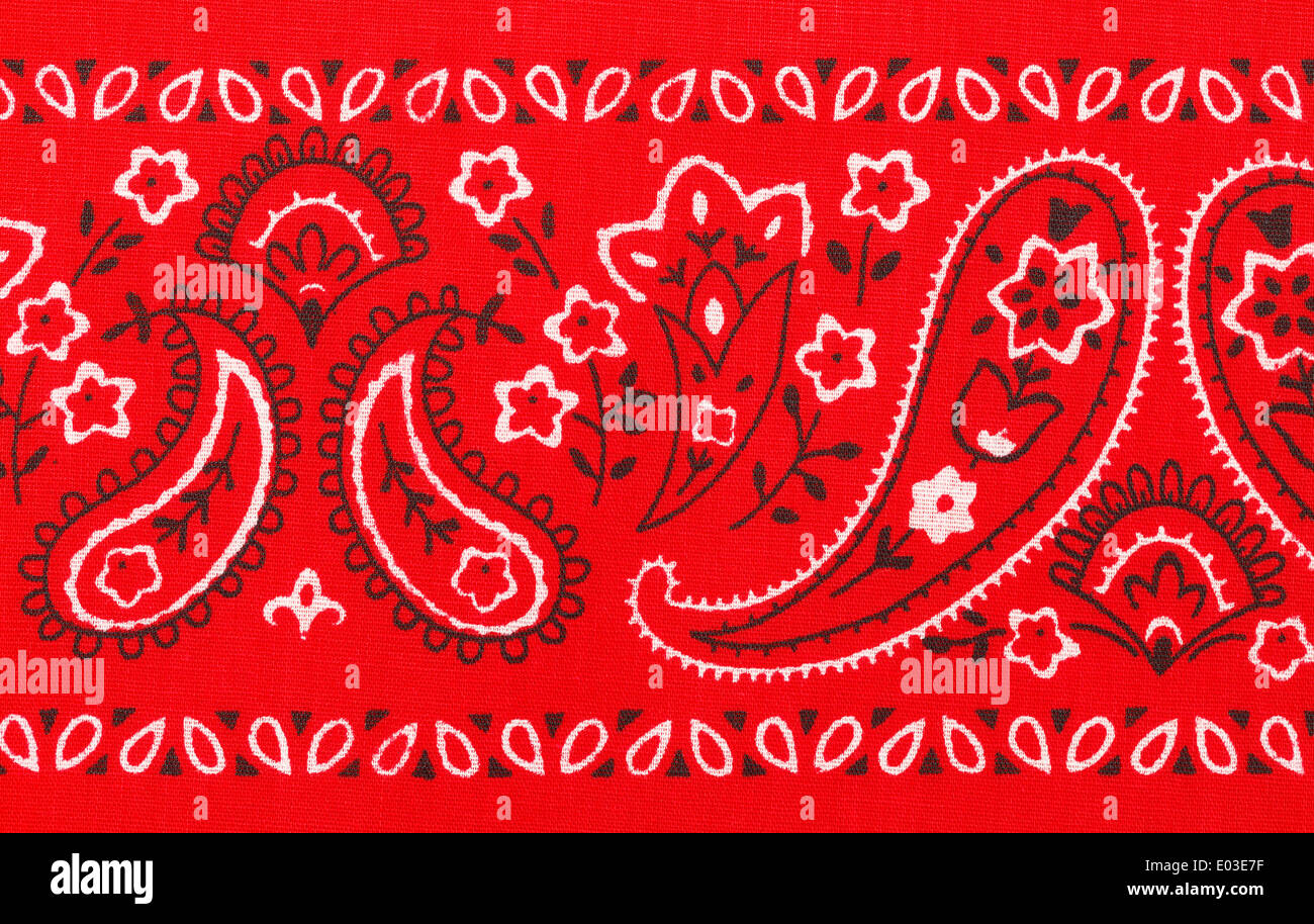 Rotes Halstuch schließen mit Blumen Paisley-Design. Stockfoto