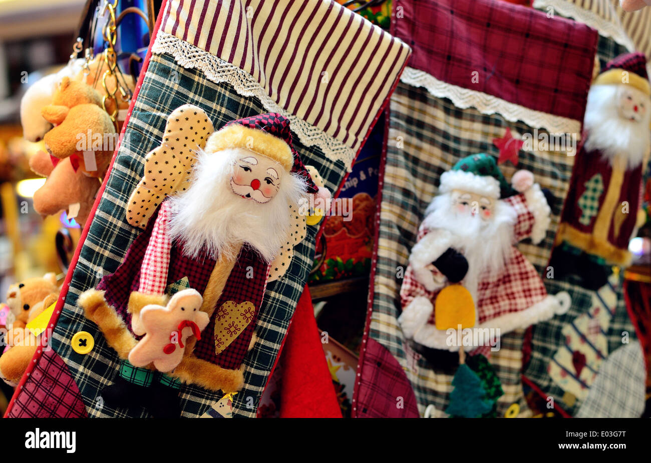 Santa Claus Christmas Stocking Stockfoto