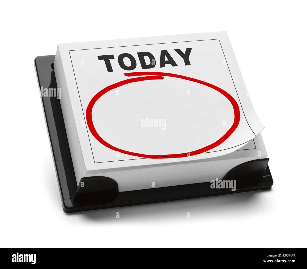 Leeren Kalender Wort heute mit roter Markierung Kreis mit textfreiraum Isolated on White Background. Stockfoto