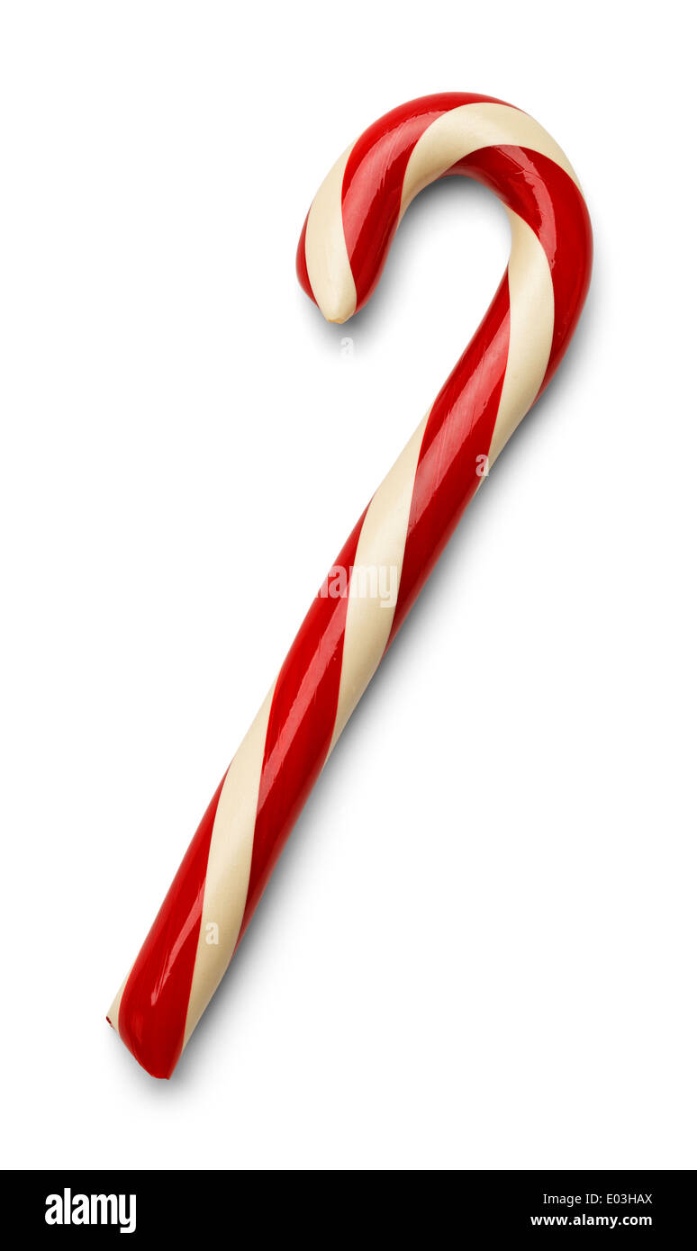 Rote und weiße Weihnachten Candycane Isolated on White Background. Stockfoto