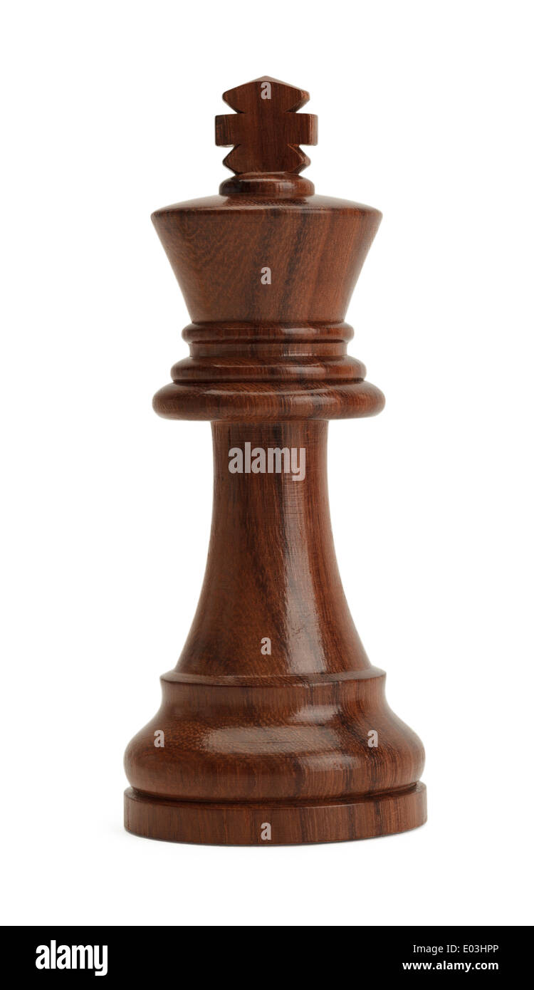 Stehend aus Holz Schachkönig, Isolated on White Background. Stockfoto