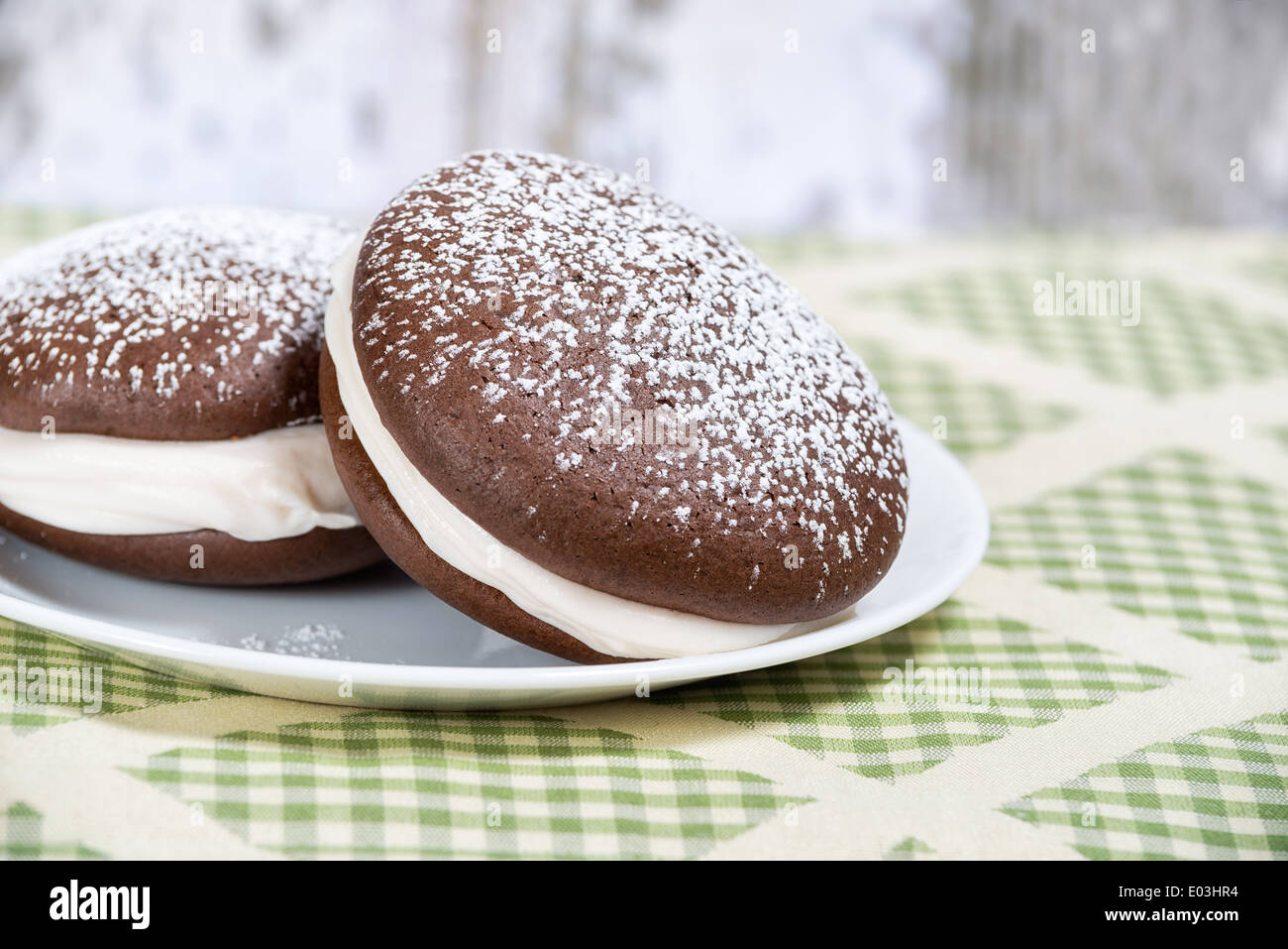 Whoopie Pie, Schokolade Kuchen dessert Stockfoto