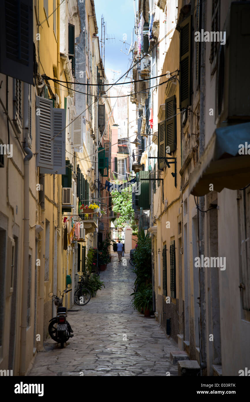 Corfu Stadt Street, Griechenland, Griechisch Stockfoto