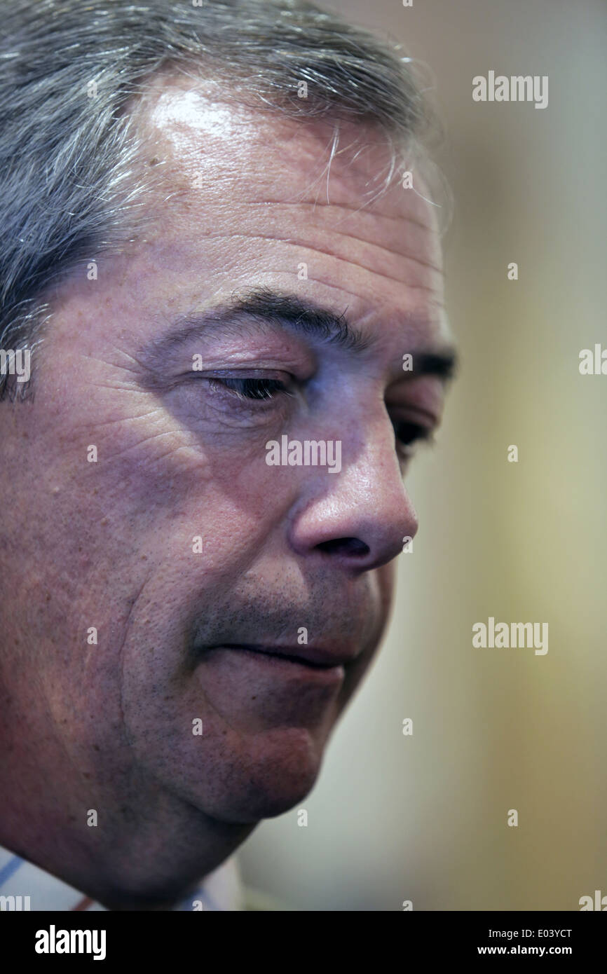 Die UKIP Führer Nigel Farage MEP Werbetätigkeit in Yarm, Cleveland, UK. Stockfoto