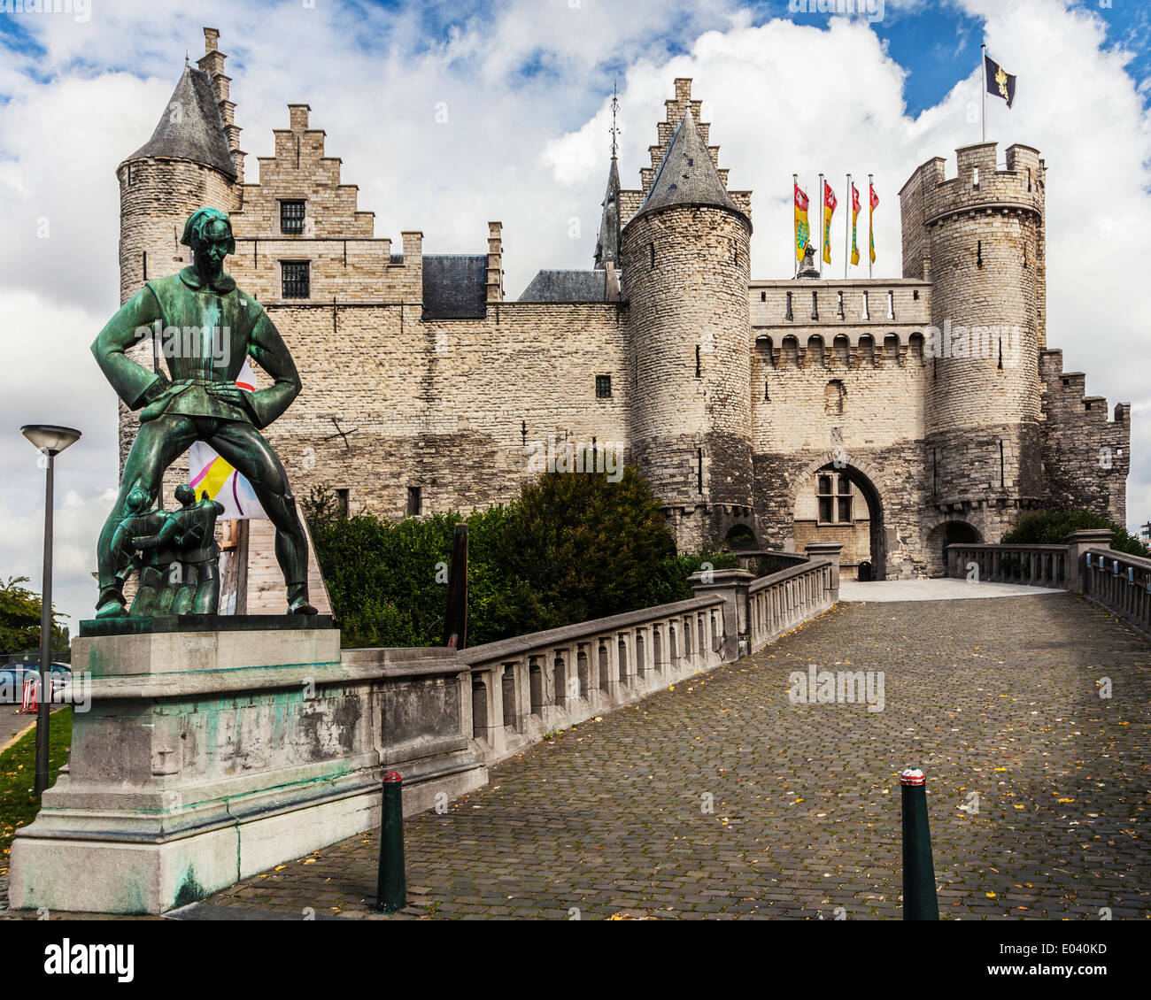 Die Het Steen oder Stein Schloss, eine mittelalterliche Festung am Ufer der Schelde in Antwerpen, Belgien. Stockfoto