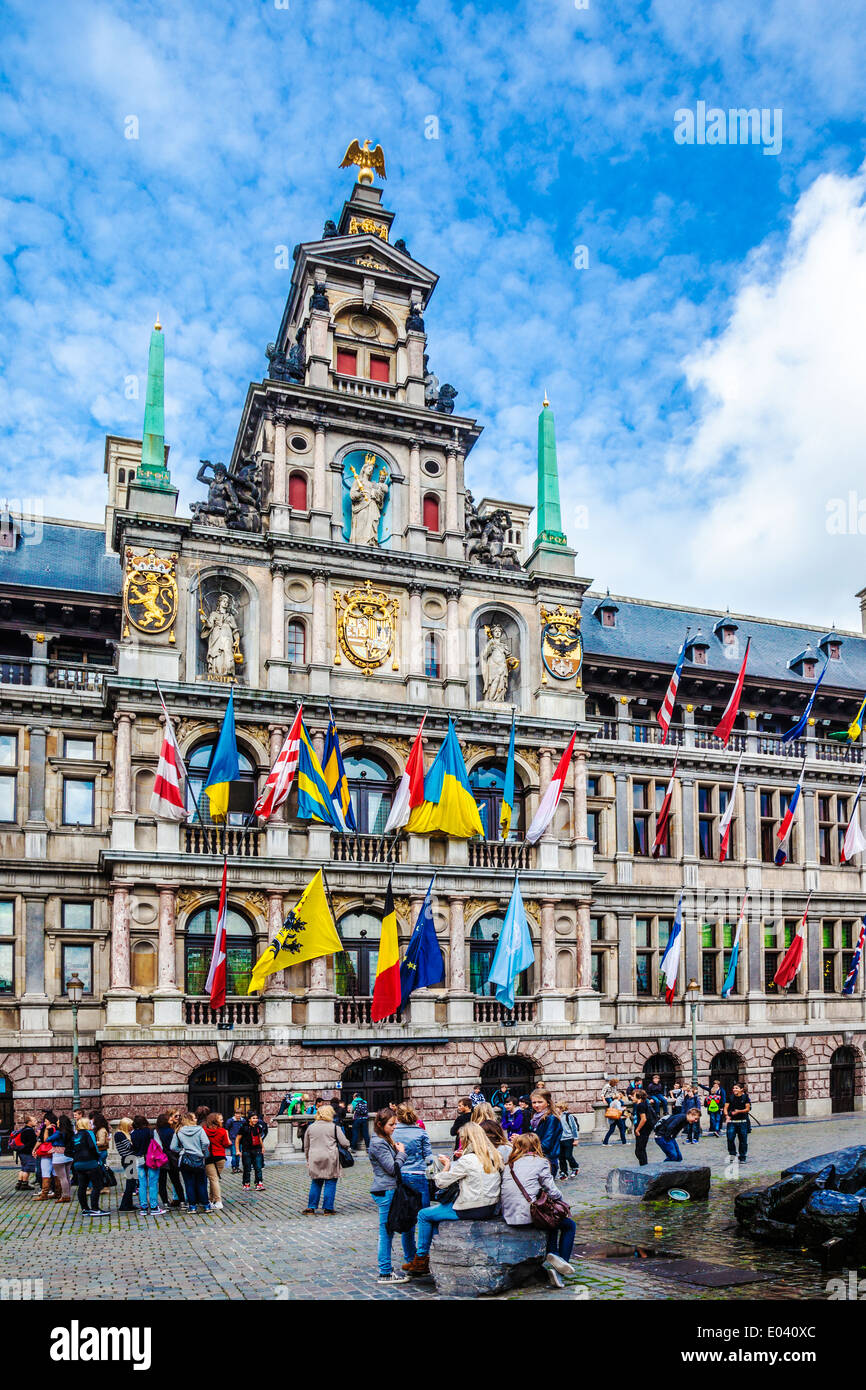 Das Rathaus (Stadhuis) in dem Grote Markt, Hauptplatz in Antwerpen, Belgien. Stockfoto