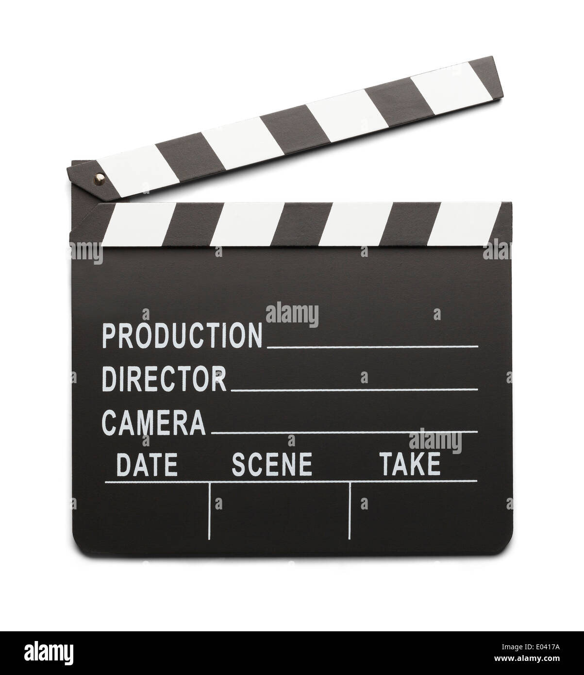 Filmregisseure Clap Board Isolated On White Background. Stockfoto