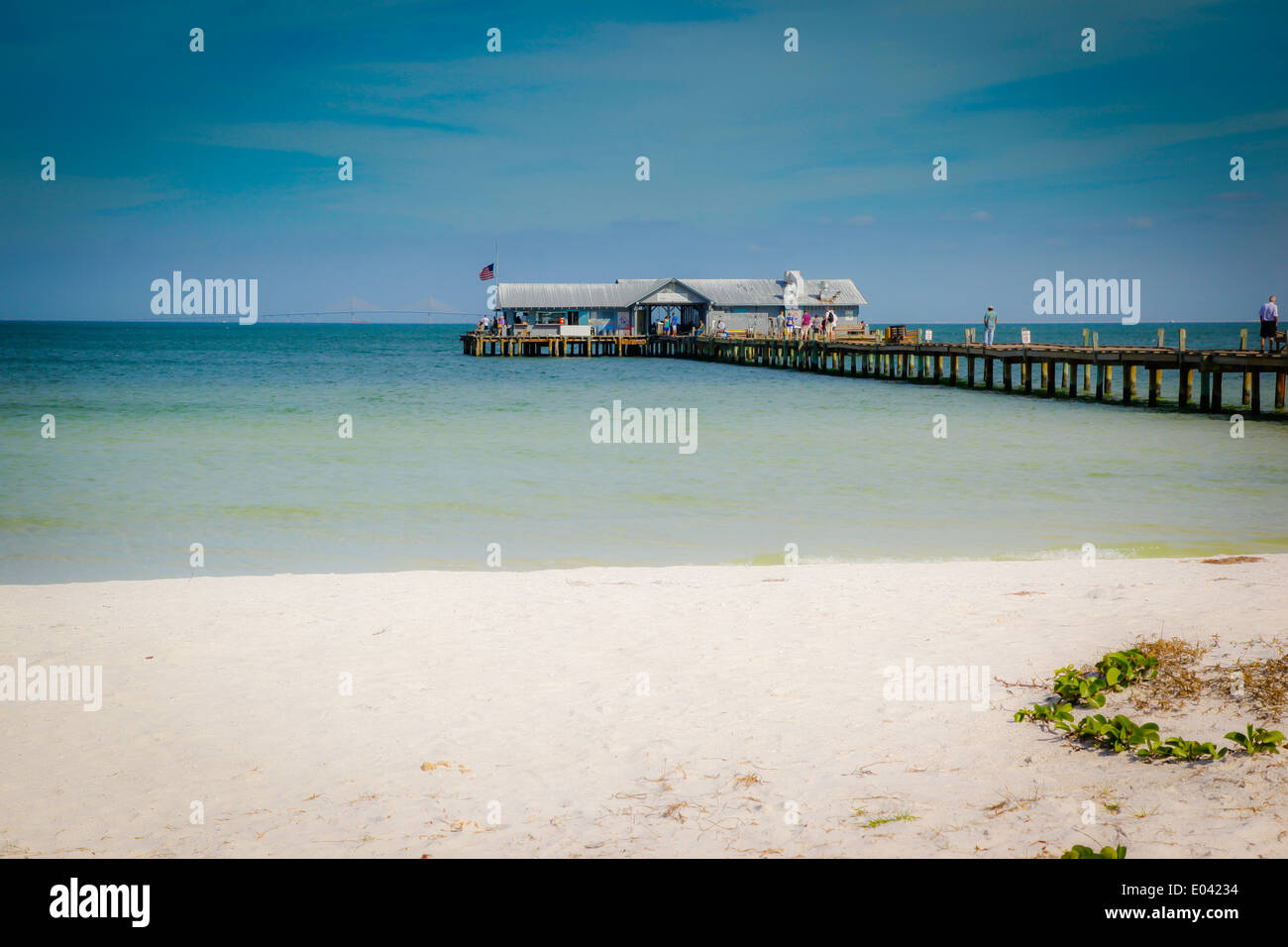 Anna Maria Island City Pier in den Golf von Mexiko FL Stockfoto