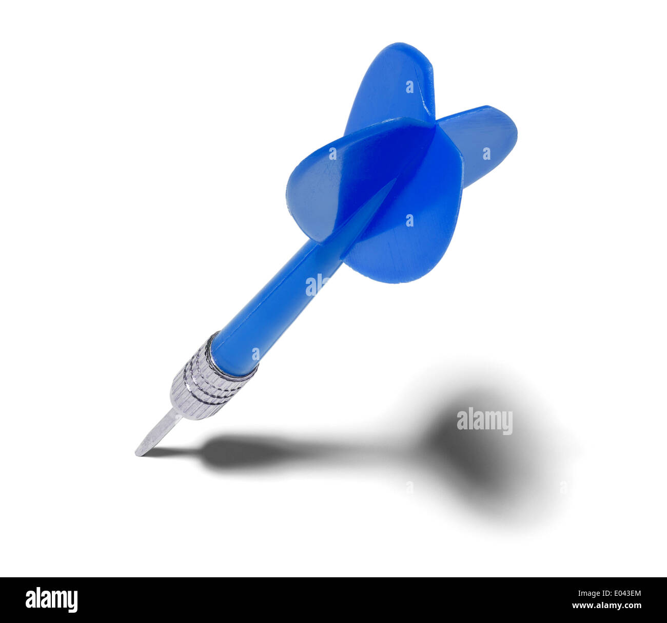 Blaue Kunststoff-Dart, Isolated on White Background. Stockfoto