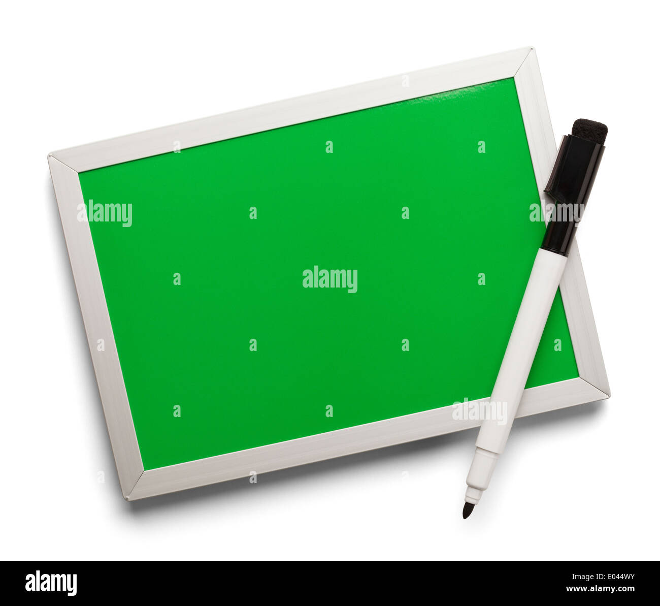Leere trocken abwischbaren Board mit Marker, Isolated on White Background. Stockfoto