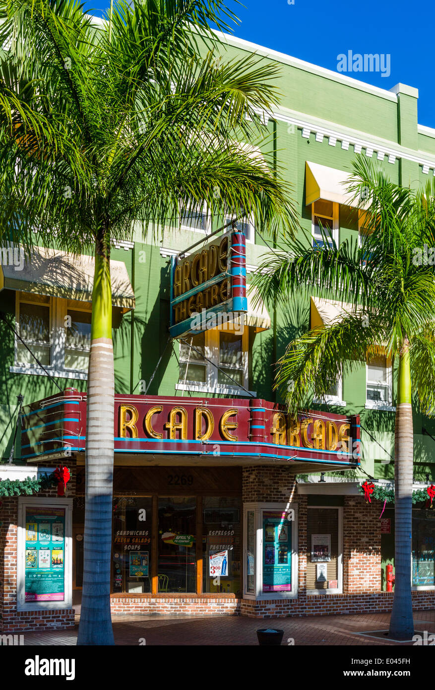 Historic Arcade-Theater am First Street in der Innenstadt von Fort Myers, Florida, USA Stockfoto