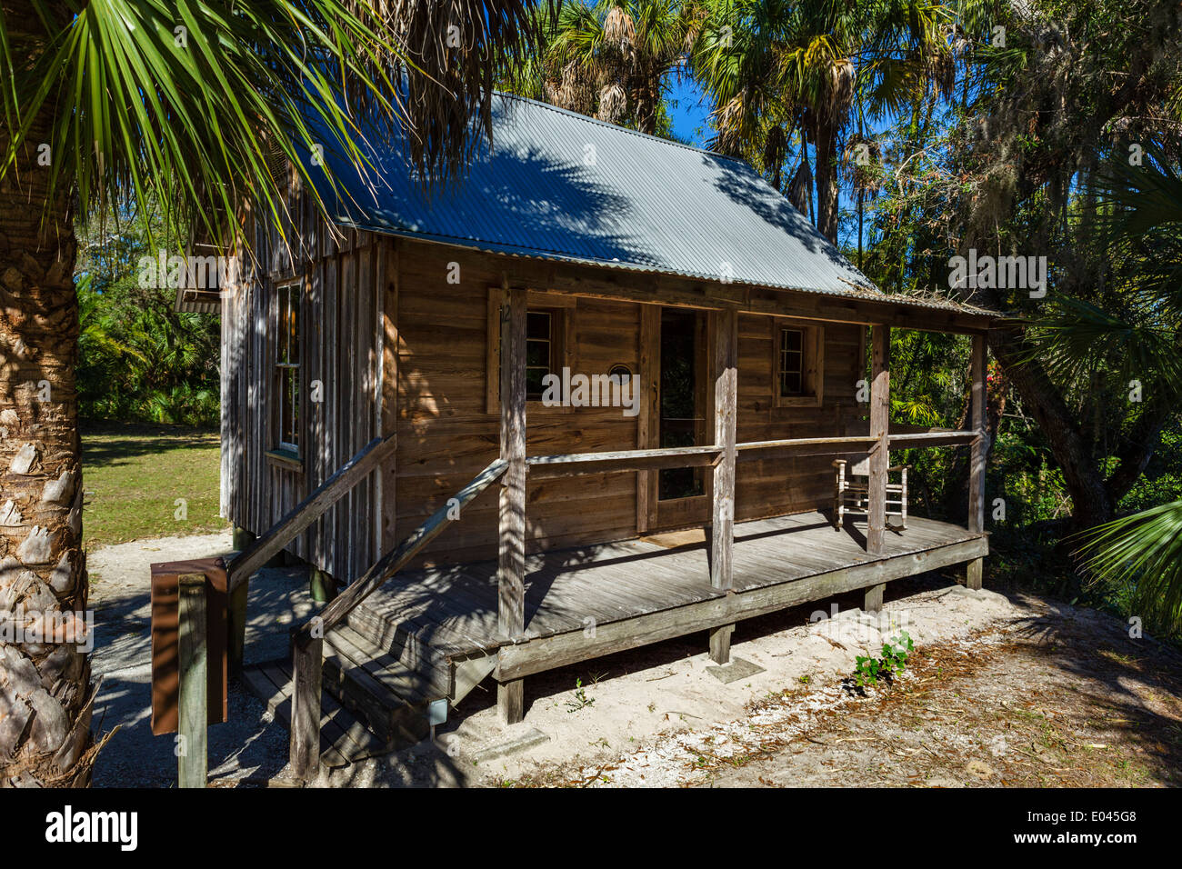 Damkohler Cottage, Koreshan State Historic Park, Estero, nr Fort Myers, Florida, USA Stockfoto