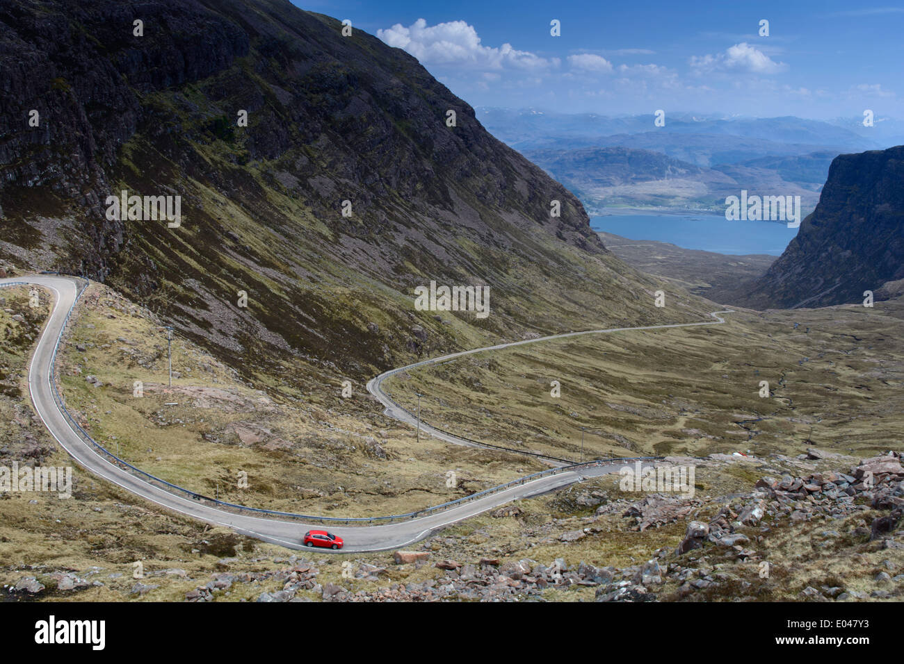 Die Bealach Na Ba-Straße im Bereich der Wester Ross, Scotland, UK Stockfoto