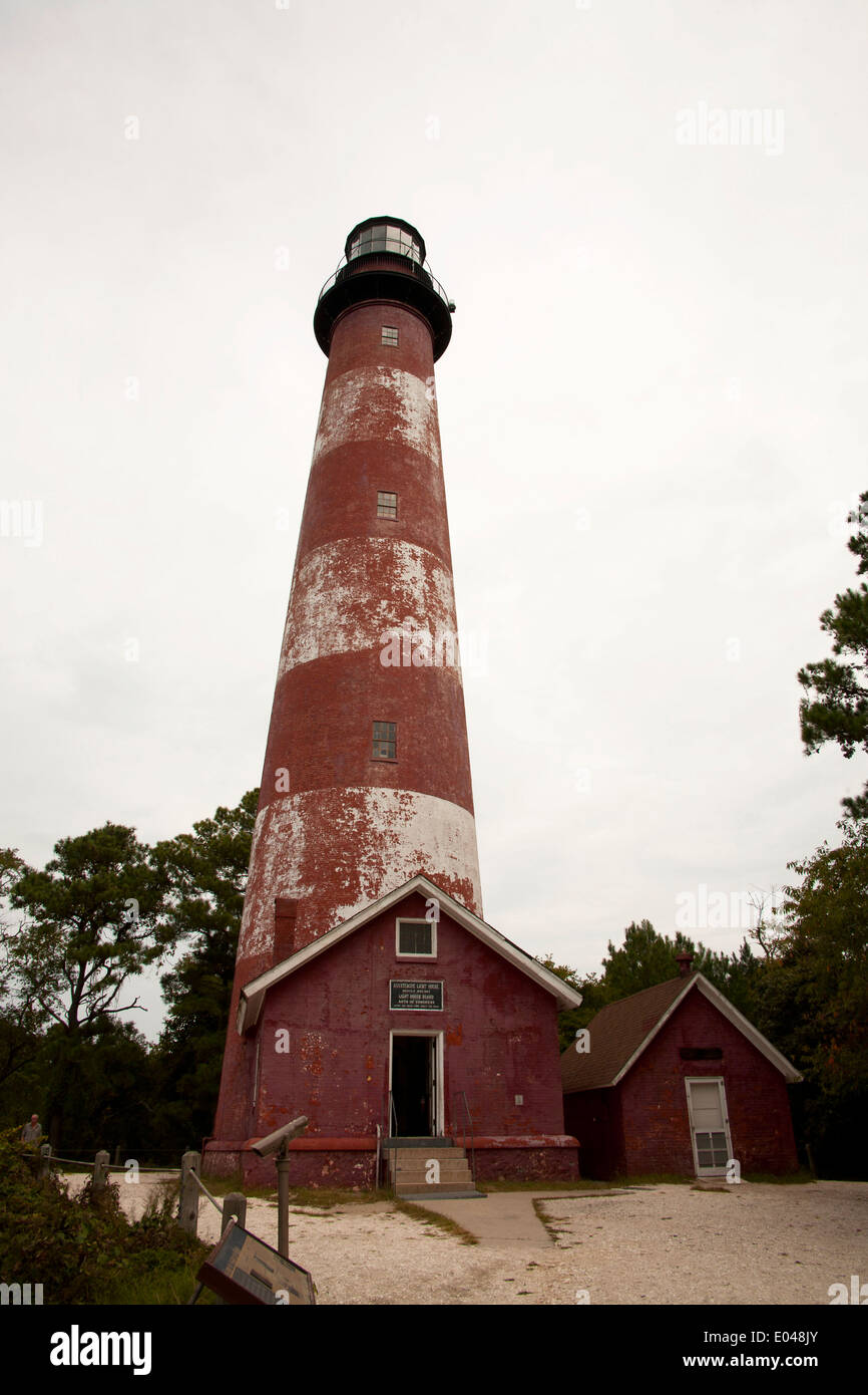 Nahaufnahme des historischen Assateague Island Light House Stockfoto