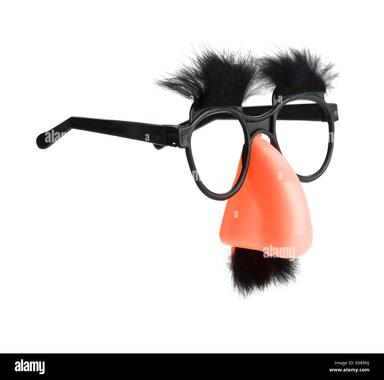 Groucho Marx Verkleidung mit Schnurrbart, Brille und Nase, Isolated on White Background. Stockfoto