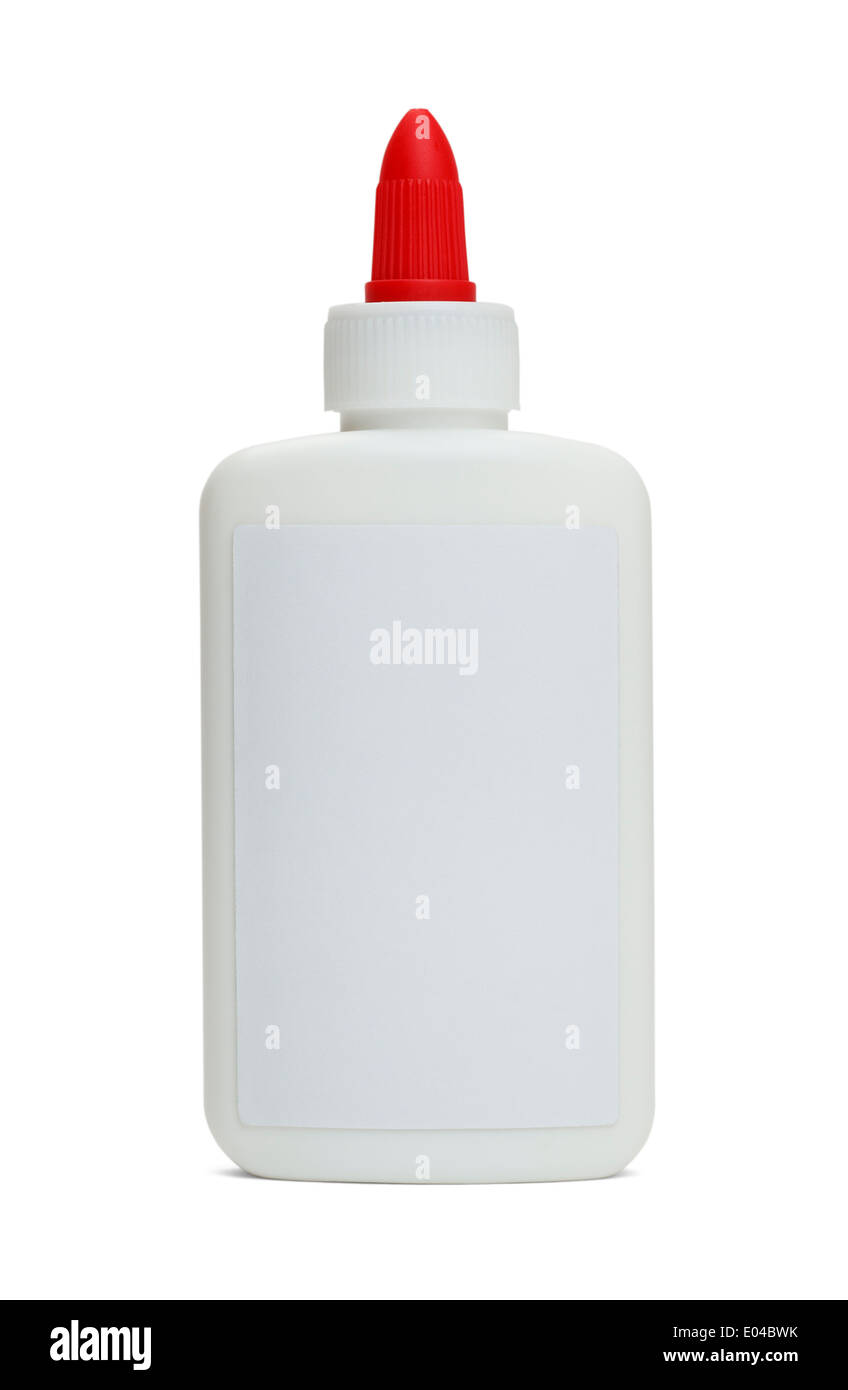 Vorderansicht der Leim Flasche mit textfreiraum Isolated on White Background. Stockfoto