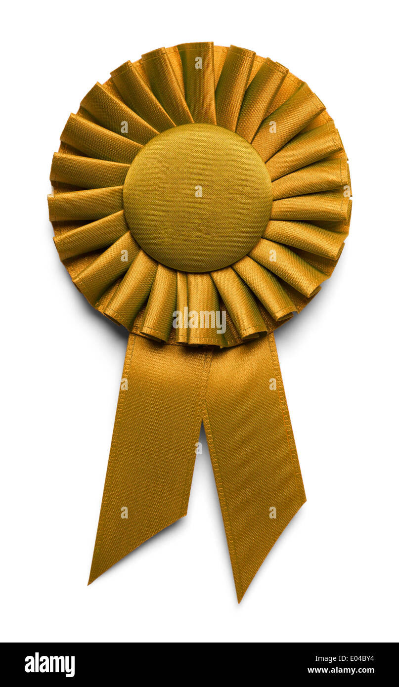 Golden Award Ribbon Isolated on White Background. Stockfoto