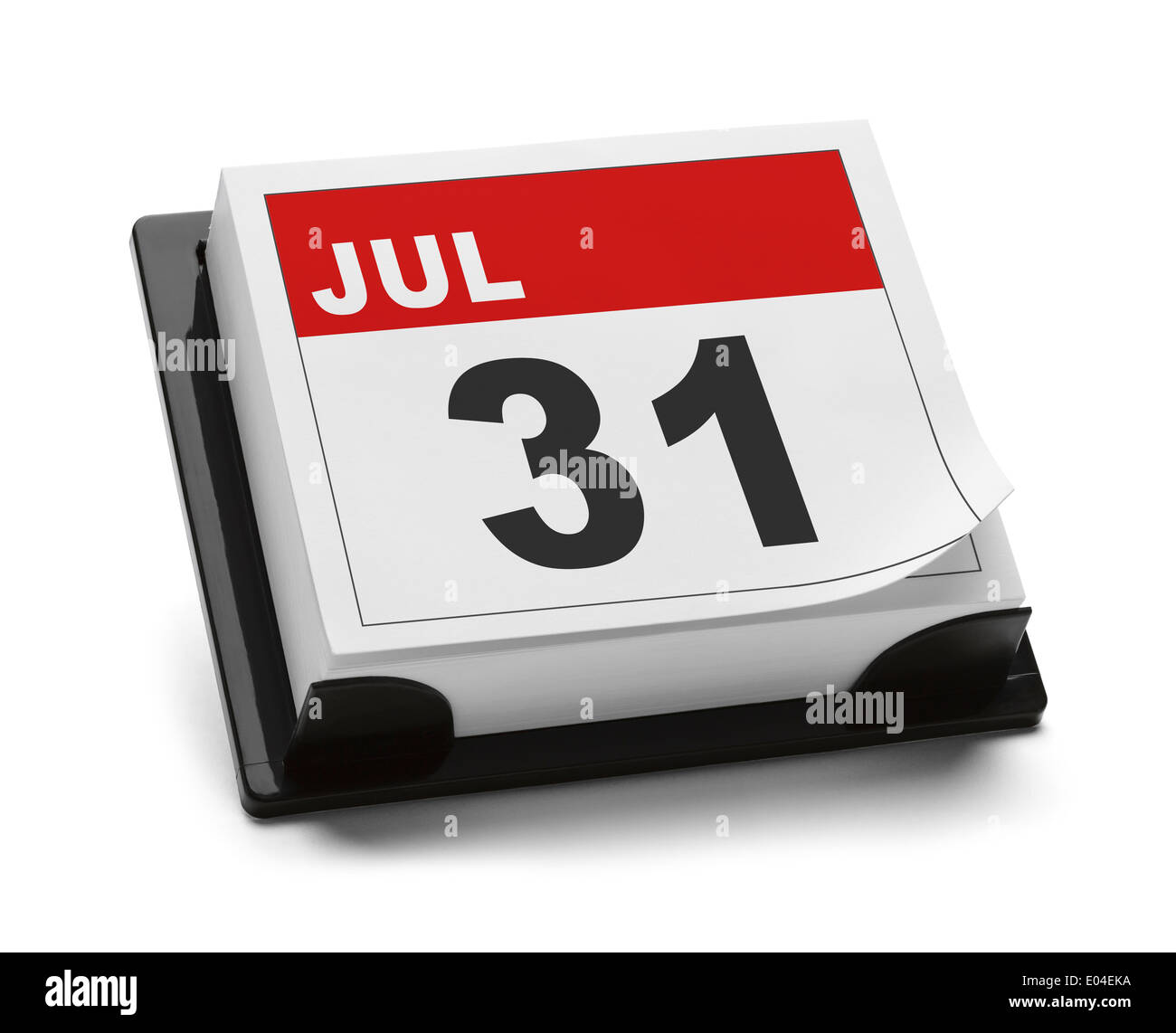 Letzter Tag der Juli-Kalender, Isolated on White Background. Stockfoto